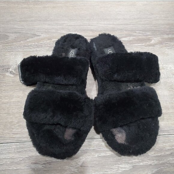 UGG Australia Fuzzy Yeah Slide Slippers Soft Sheepskin Shearling Slip Ons Size 8 - Picture 11 of 13